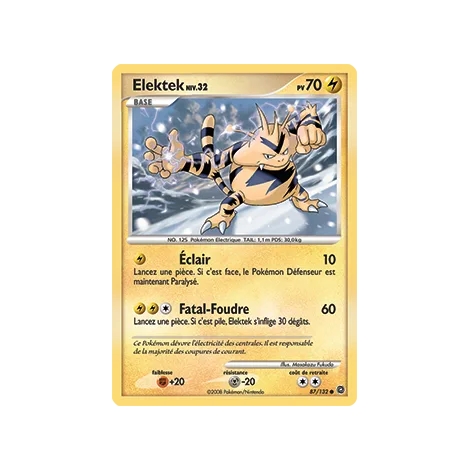 Carte Elektek - Commune (Brillante) de Pokémon Diamant & Perle Merveilles Secrètes 87/132