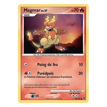 Carte Magmar - Commune (Brillante) de Pokémon Diamant & Perle Merveilles Secrètes 93/132