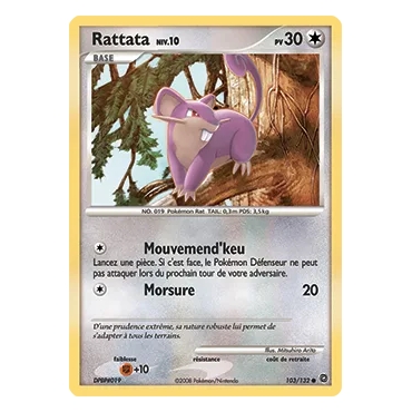 Découvrez Rattata, carte Commune (Brillante) de la série Diamant & Perle Merveilles Secrètes