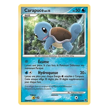 Carapuce 112/132 : Joyau Commune (Brillante) de l'extension Pokémon Diamant & Perle Merveilles Secrètes