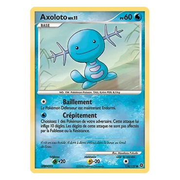 Axoloto 118/132 : Joyau Commune (Brillante) de l'extension Pokémon Diamant & Perle Merveilles Secrètes