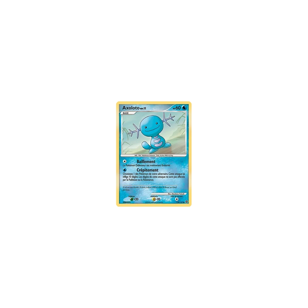 Axoloto 118/132 : Joyau Commune (Brillante) de l'extension Pokémon Diamant & Perle Merveilles Secrètes