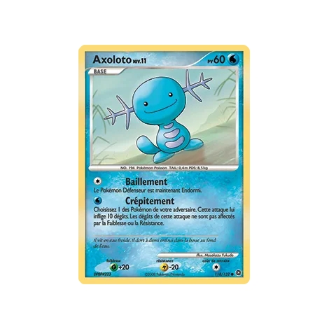 Axoloto 118/132 : Joyau Commune (Brillante) de l'extension Pokémon Diamant & Perle Merveilles Secrètes