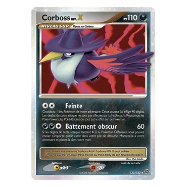Carte Corboss NIV.X - Holographique rare NIV.X de Pokémon Diamant & Perle Merveilles Secrètes 132/132
