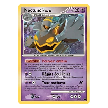Noctunoir 1/100 : Joyau Holographique rare de l'extension Pokémon Diamant & Perle Tempête