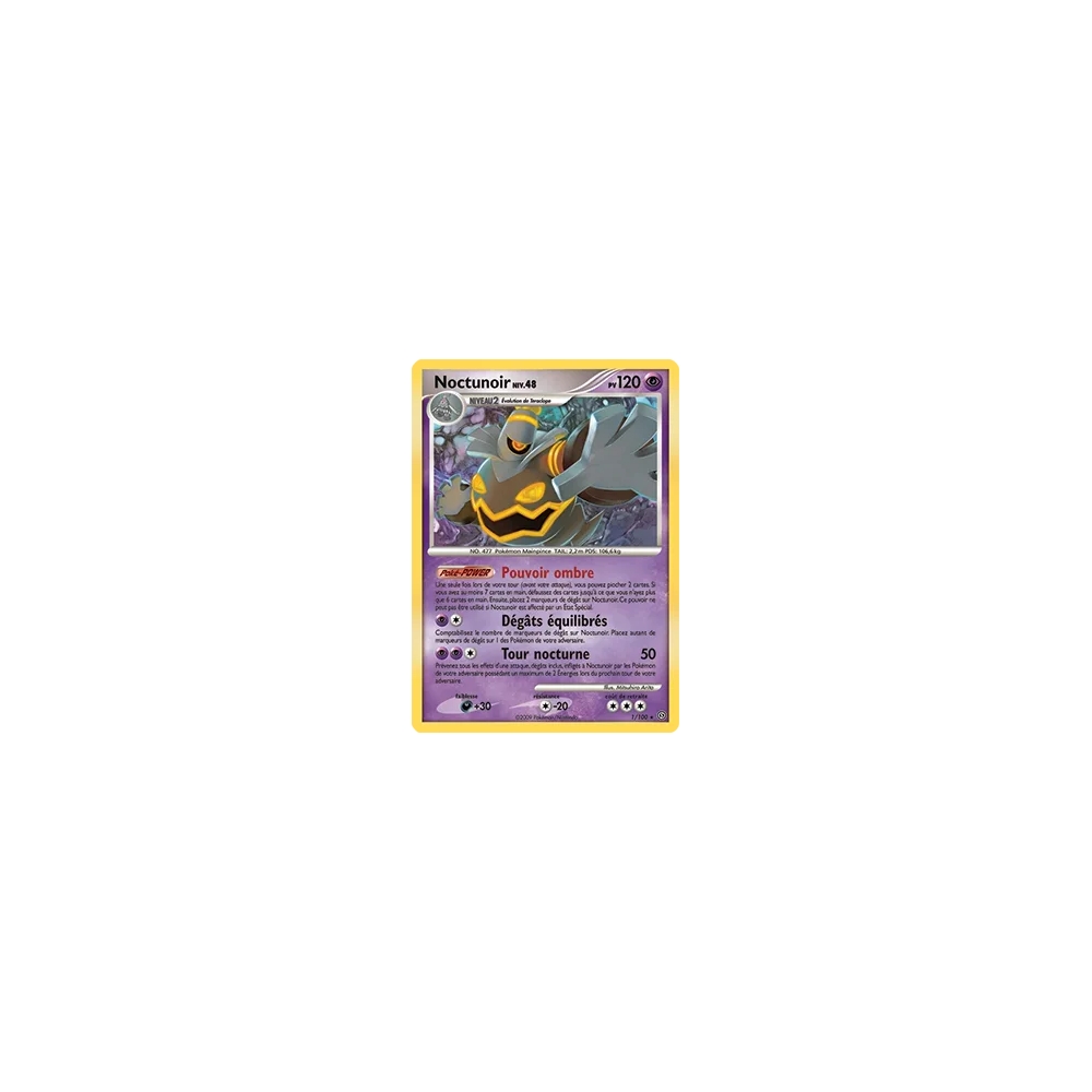 Noctunoir 1/100 : Joyau Holographique rare de l'extension Pokémon Diamant & Perle Tempête