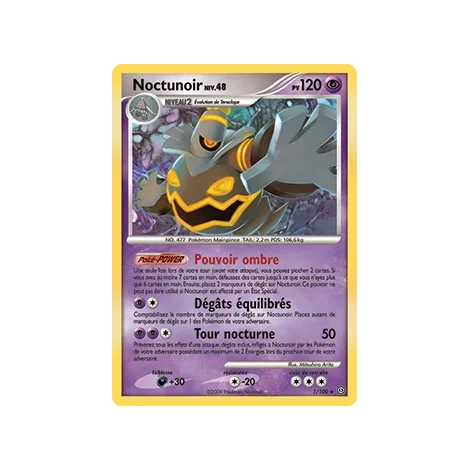 Noctunoir 1/100 : Joyau Holographique rare de l'extension Pokémon Diamant & Perle Tempête