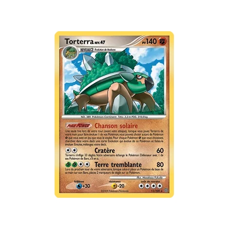 Découvrez Torterra, carte Holographique rare de la série Diamant & Perle Tempête