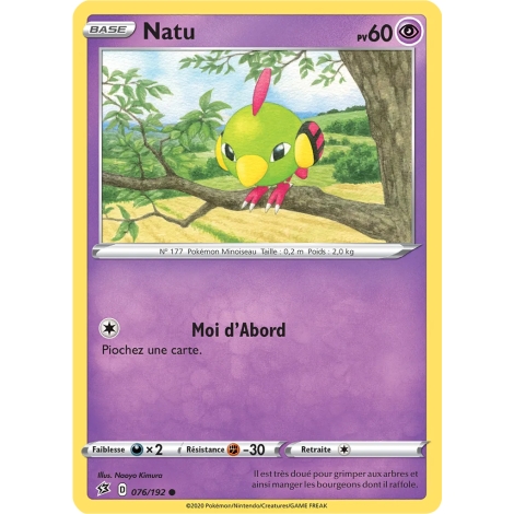 Carte Natu - Commune (Brillante) de Pokémon Épée et Bouclier Clash des Rebelles 076/192