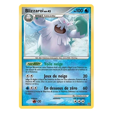 Carte Blizzaroi - Rare (Brillante) de Pokémon Diamant & Perle Tempête 12/100