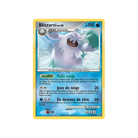 Carte Blizzaroi - Rare (Brillante) de Pokémon Diamant & Perle Tempête 12/100