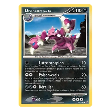 Carte Drascore - Rare (Brillante) de Pokémon Diamant & Perle Tempête 15/100