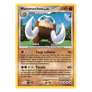 Carte Mammochon - Rare (Brillante) de Pokémon Diamant & Perle Tempête 21/100