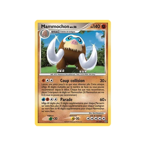 Carte Mammochon - Rare (Brillante) de Pokémon Diamant & Perle Tempête 21/100