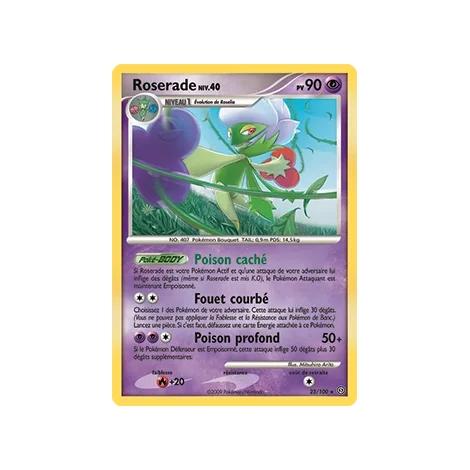 Carte Roserade - Rare (Brillante) de Pokémon Diamant & Perle Tempête 23/100