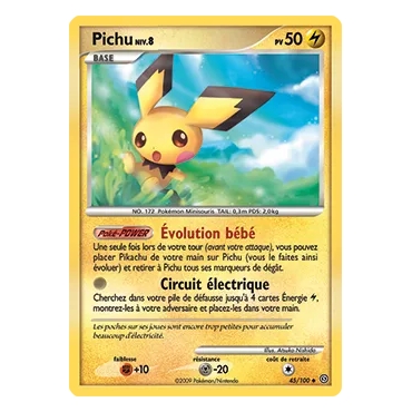 Pichu 45/100 : Joyau Peu commune (Brillante) de l'extension Pokémon Diamant & Perle Tempête