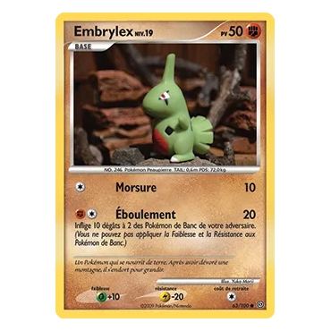 Embrylex 63/100 : Joyau Commune (Brillante) de l'extension Pokémon Diamant & Perle Tempête