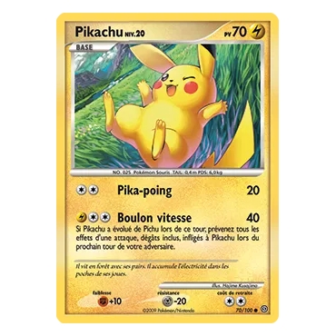 Carte Pikachu - Commune (Brillante) de Pokémon Diamant & Perle Tempête 70/100