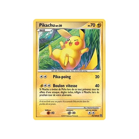 Carte Pikachu - Commune (Brillante) de Pokémon Diamant & Perle Tempête 70/100