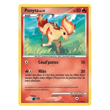 Ponyta 71/100 : Joyau Commune (Brillante) de l'extension Pokémon Diamant & Perle Tempête
