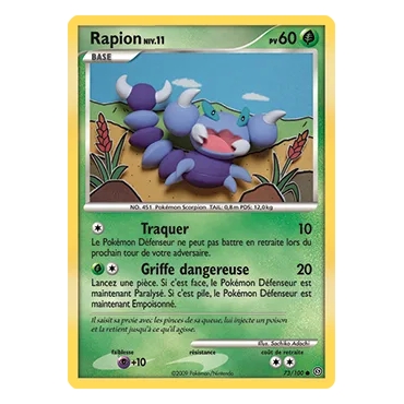 Rapion 73/100 : Joyau Commune (Brillante) de l'extension Pokémon Diamant & Perle Tempête