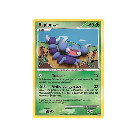 Rapion 73/100 : Joyau Commune (Brillante) de l'extension Pokémon Diamant & Perle Tempête