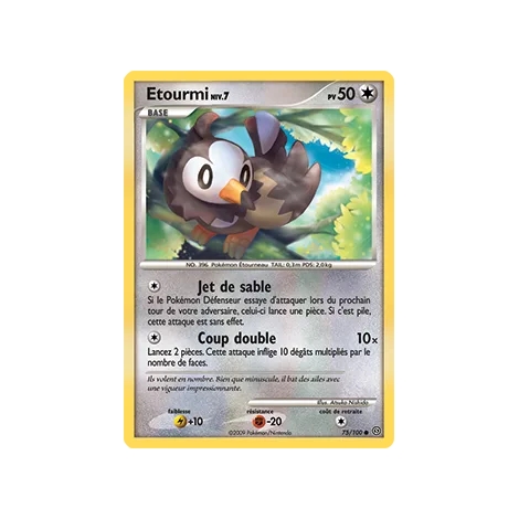 Carte Etourmi - Commune (Brillante) de Pokémon Diamant & Perle Tempête 75/100