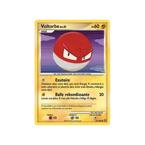 Voltorbe 81/100 : Joyau Commune (Brillante) de l'extension Pokémon Diamant & Perle Tempête