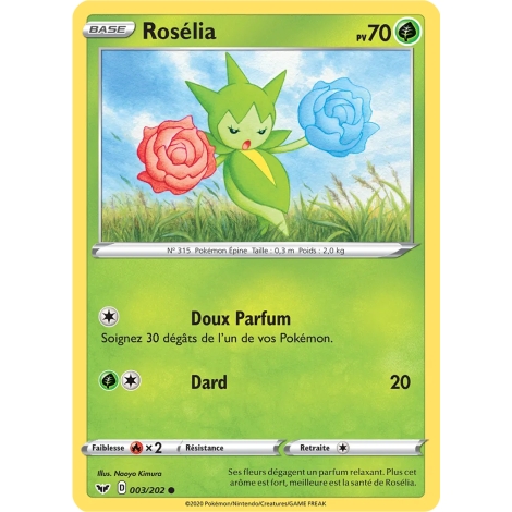 Carte Rosélia - Commune (Brillante) de Pokémon Épée et Bouclier 003/202