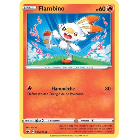 Carte Flambino - Commune (Brillante) de Pokémon Épée et Bouclier 030/202