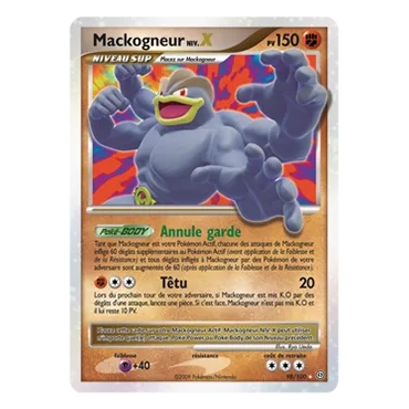 Carte Mackogneur NIV.X - Holographique rare NIV.X de Pokémon Diamant & Perle Tempête 98/100