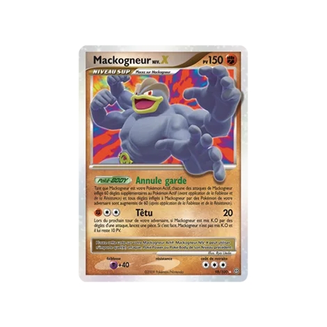 Carte Mackogneur NIV.X - Holographique rare NIV.X de Pokémon Diamant & Perle Tempête 98/100