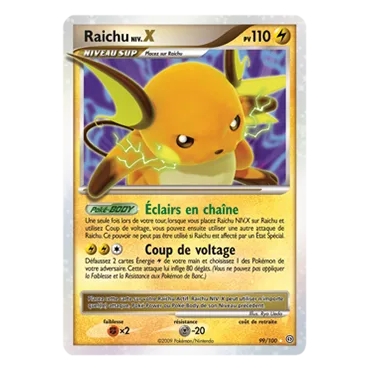 Raichu NIV.X 99/100 : Joyau Holographique rare NIV.X de l'extension Pokémon Diamant & Perle Tempête