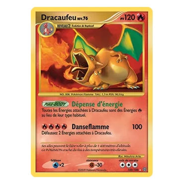 Carte Dracaufeu - Holographique rare NIV.X de Pokémon Diamant & Perle Tempête 103/100