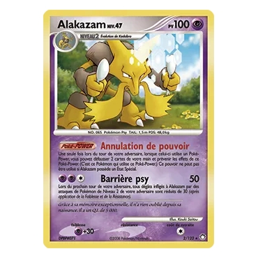 Découvrez Alakazam, carte Holographique rare de la série Diamant & Perle Trésors Mystérieux