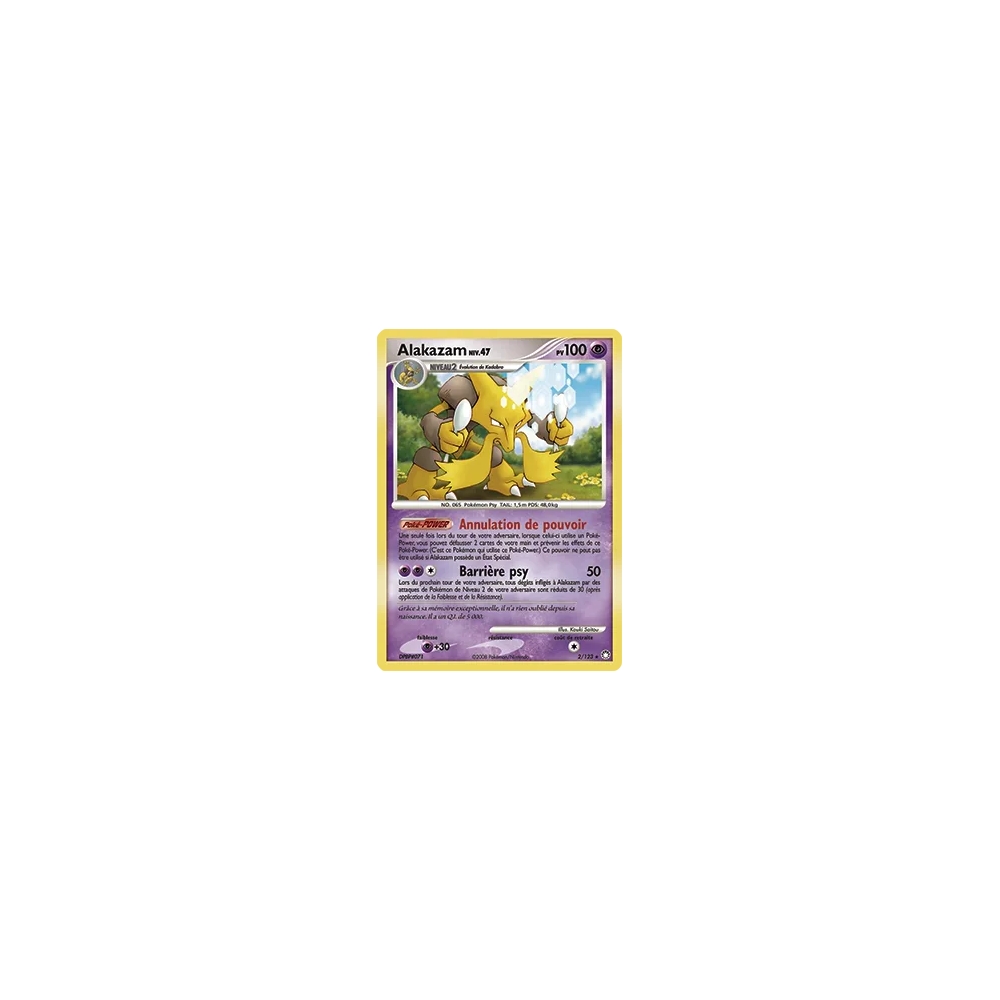 Découvrez Alakazam, carte Holographique rare de la série Diamant & Perle Trésors Mystérieux