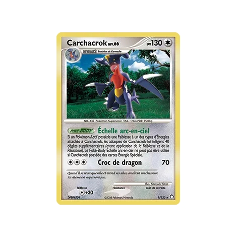 Carte Carchacrok - Holographique rare de Pokémon Diamant & Perle Trésors Mystérieux 9/123