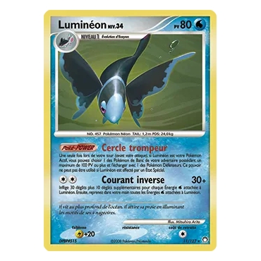 Découvrez Luminéon, carte Holographique rare de la série Diamant & Perle Trésors Mystérieux