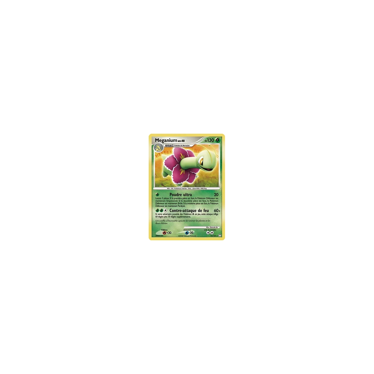 Découvrez Meganium, carte Holographique rare de la série Diamant & Perle Trésors Mystérieux