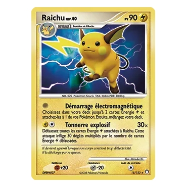 Découvrez Raichu, carte Holographique rare de la série Diamant & Perle Trésors Mystérieux