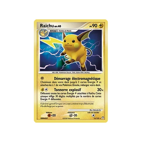 Découvrez Raichu, carte Holographique rare de la série Diamant & Perle Trésors Mystérieux