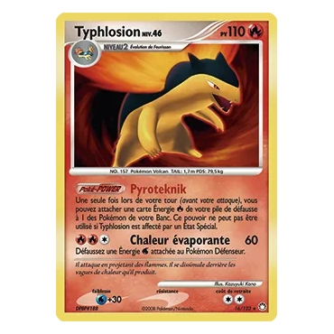 Typhlosion 16/123 : Joyau Holographique rare de l'extension Pokémon Diamant & Perle Trésors Mystérieux