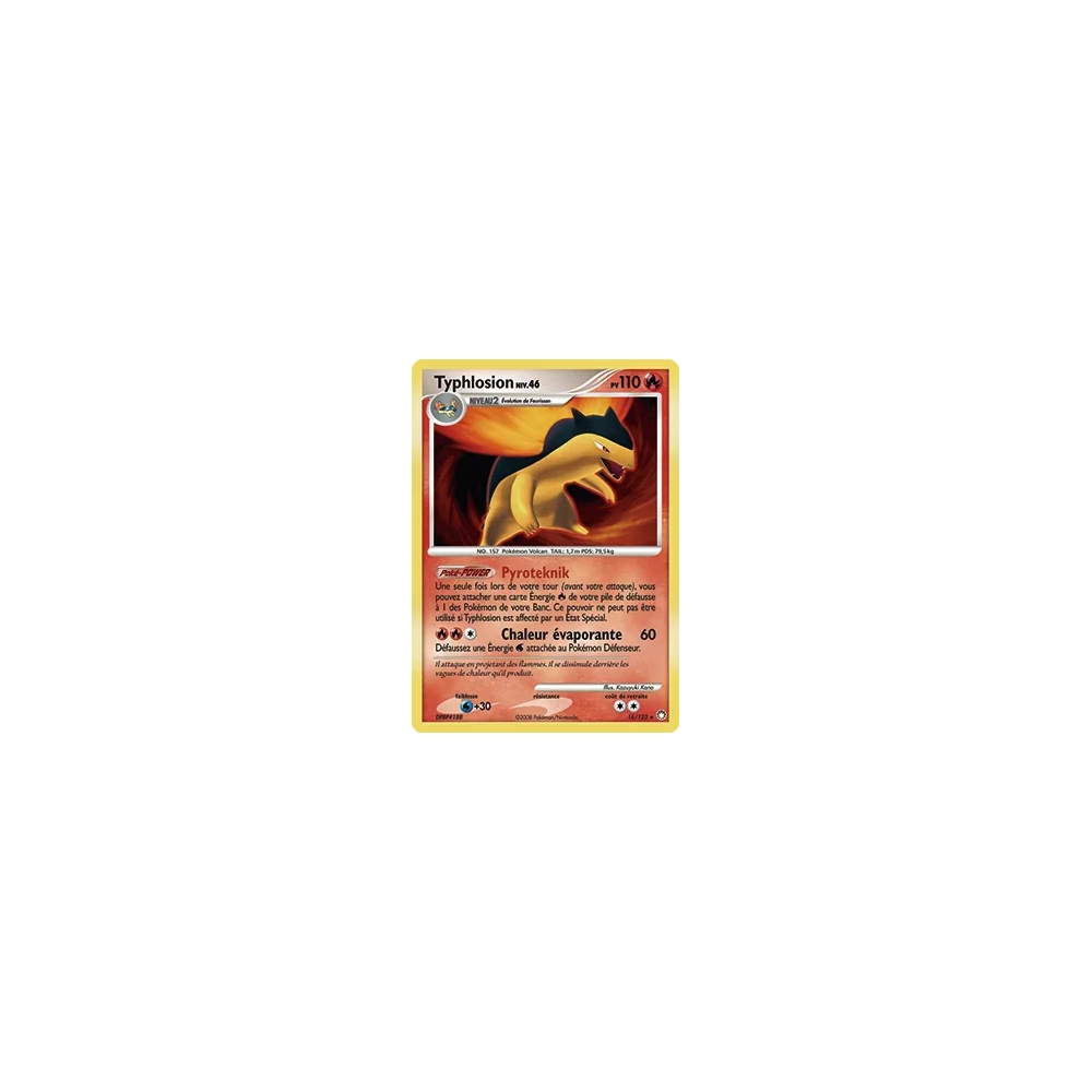 Typhlosion 16/123 : Joyau Holographique rare de l'extension Pokémon Diamant & Perle Trésors Mystérieux