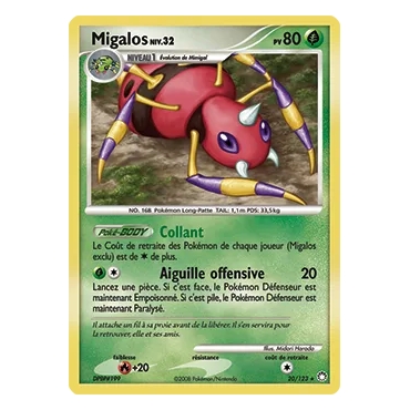 Découvrez Migalos, carte Rare (Brillante) de la série Diamant & Perle Trésors Mystérieux