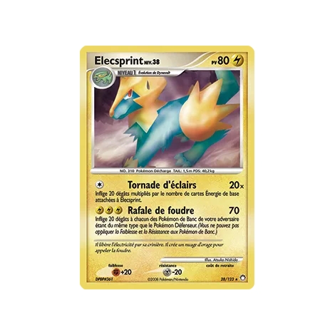 Découvrez Elecsprint, carte Rare (Brillante) de la série Diamant & Perle Trésors Mystérieux