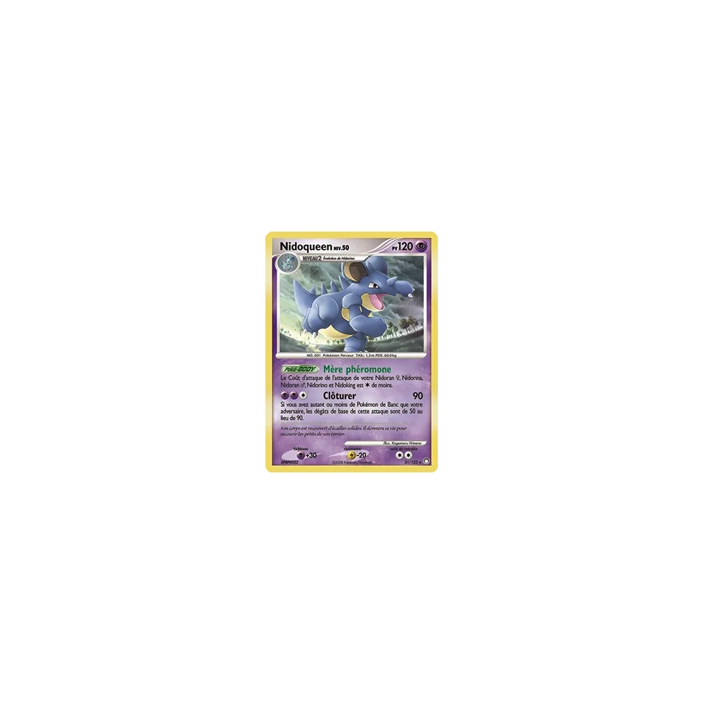 Nidoqueen 31/123 : Joyau Rare (Brillante) de l'extension Pokémon Diamant & Perle Trésors Mystérieux