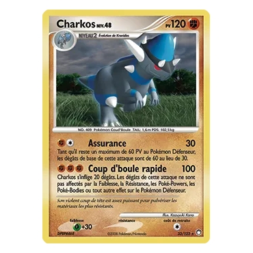 Carte Charkos - Rare (Brillante) de Pokémon Diamant & Perle Trésors Mystérieux 33/123