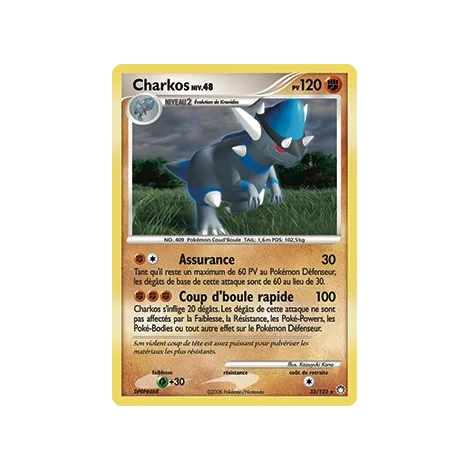 Carte Charkos - Rare (Brillante) de Pokémon Diamant & Perle Trésors Mystérieux 33/123