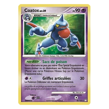 Carte Coatox - Rare (Brillante) de Pokémon Diamant & Perle Trésors Mystérieux 36/123