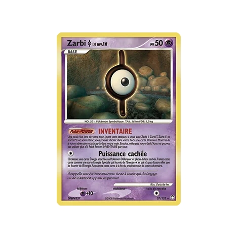 Carte Zarbi I - Rare (Brillante) de Pokémon Diamant & Perle Trésors Mystérieux 37/123